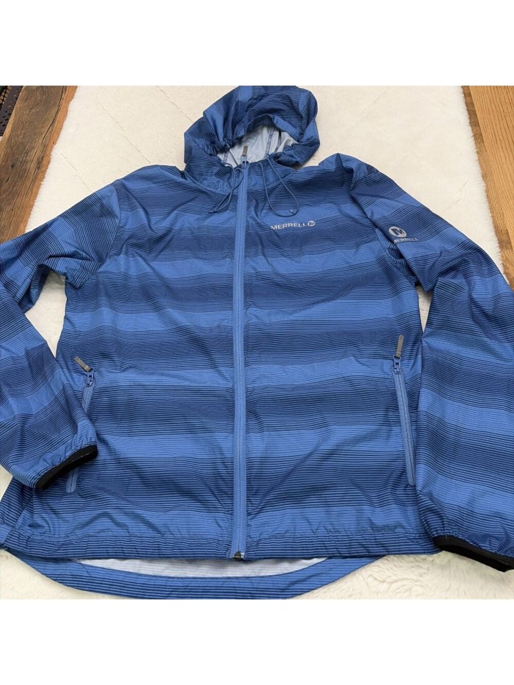 Merrell Men’s Lightweight Windbreaker Jacket L Striped Outdoors
